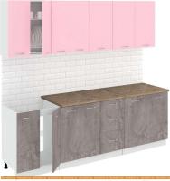 Кухня Кортекс-мебель Корнелия Лира 2.4м (розовый/оникс/мадрид) картинка