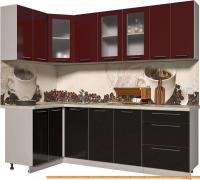 Кухня Интерлиния Мила Пластик 1.2x2.4 (черный глянец/бордо глянец/опал светлый) картинка