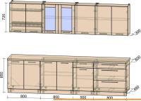 Кухня Интерлиния Мила Пластик 2.9 Б (черный глянец/белый глянец/опал светлый) картинка