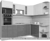 Кухня Интерлиния Мила Gloss 1.68x2.4 правая (бордовый-черный) картинка