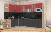 Кухня Интерлиния Мила 1.88x3.0 левая (красный-антрацит-кастилло темный) картинка