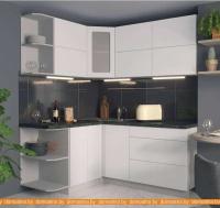 Кухня Интерлиния Мила Матте 1.5x1.8 А левая (белый/белый/кастилло тёмный) картинка