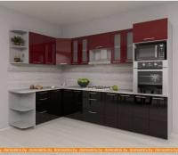 Кухня Интерлиния Мила Gloss 1.68x3.0 левая (бордовый-черный) картинка