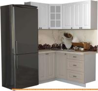 Кухня Интерлиния Мила Деко 1.2x1.6 (белый/луна/травертин серый) картинка