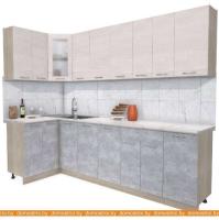 Кухня Интерлиния Мила 12x28 (вудлайн кремовый-бетон-бискайская сосна) картинка