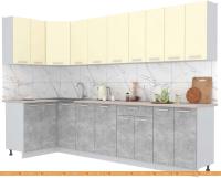 Кухня Интерлиния Мила Лайт 1.2x3.0 (ваниль-бетон-травертин) картинка