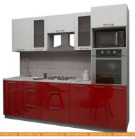 Кухня Интерлиния Мила Gloss 2.5 (белый-красный) картинка
