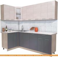 Кухня Интерлиния Мила 12x23 (вудлайн кремовый-антрацит-бискайская сосна) картинка