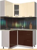 Кухня Интерлиния Мила Пластик 1.2x1.4 (шоколад глянец/ваниль глянец/опал светлый) картинка