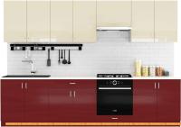 Кухня Сивирин-Компани Клео глосс 3.0 (бургундский глянец\ваниль глянец) картинка