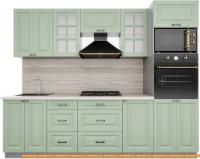 Кухня Интерлиния Мила Деко 2.6 (мята-мята-травертин серый) картинка