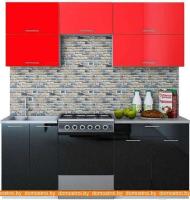 Кухня Интерлиния Мила Gloss 60-20 (красный/черный) картинка