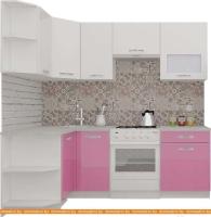 Кухня ВерсоМебель ЭкоЛайт-6 1.2x2.2 левая (белый/розовый) картинка