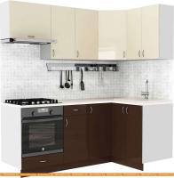 Кухня S-Company Клео глоcс 1.2x2.0 правая (коричневый глянец/ваниль глянец) картинка