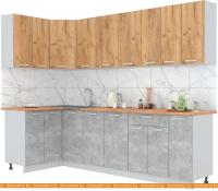 Кухня Интерлиния Мила Лайт 1.2x2.7 (дуб золотой-бетон-дуб бунратти) картинка