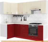 Кухня S-Company Клео глосc 1.2x2.5 левая (бургундский глянец/ваниль глянец) картинка