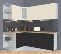 Кухня Интерлиния Мила Матте 1.5x2.1 А левая слоновая кость/пепел/травертин серый картинка