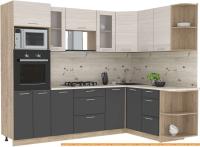 Кухня Интерлиния Мила 1.68x2.6 правая (вудлайн крем-антрацит-бискайская сосна) картинка