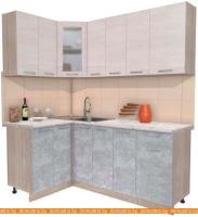 Кухня Интерлиния Мила 12x19 (вудлайн кремовый-бетон-бискайская сосна) картинка