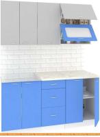 Кухня Кортекс-мебель Корнелия Мара 1.6м (серый/синий/марсель) картинка