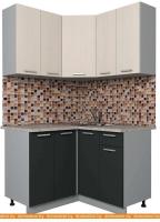 Кухня Интерлиния Мила Лайт 1.2x1.2 (вудлайн кремовый-антрацит-бискайская сосна) картинка