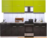 Кухня Интерлиния Мила Gloss 50-25 (яблоко/черный глянец) картинка