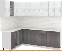 Кухня Кортекс-мебель Корнелия Экстра 1.5x2.4м (белый/береза/королевский опал) картинка