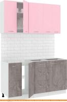 Кухня Кортекс-мебель Корнелия Лира 1.5 без столешницы (розовый/оникс) картинка