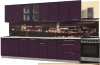 Кухня Интерлиния Мила Пластик 3.1 Б (слива глянец/опал светлый) картинка