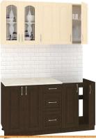 Кухня Кортекс-мебель Корнелия Ретро 1.5м (венге светлый/венге/мадрид) картинка