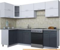 Кухня Интерлиния Мила Gloss 60-12x26 (белый/асфальт глянец) картинка