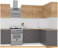 Кухня Интермебель Микс Топ-25 2x1.52м прав (дуб кр зол-графит сер-дуб кр зол) картинка