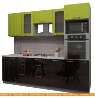 Кухня Интерлиния Мила Gloss 2.6 (яблоня-черный) картинка