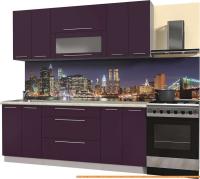 Кухня Интерлиния Мила Пластик 1.3 В (слива глянец/опал светлый) картинка