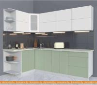 Кухня Интерлиния Мила Матте 1.5x2.5 А левая (белый/мята/опал светлый) картинка