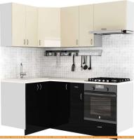 Кухня S-Company Клео глоcс 1.2x1.9 левая (черный глянец/ваниль глянец) картинка