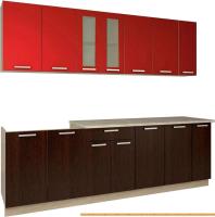 Кухня Интерлиния Мила 25 (красный/дуб венге) картинка