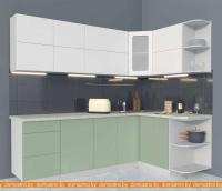 Кухня Интерлиния Мила Матте 1.5x2.4 А правая (белый-мята-опал светлый) картинка