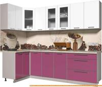 Кухня Интерлиния Мила Пластик 1.2x2.6 (гортензия гл/белый гл/опал светлый) картинка