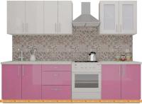 Кухня ВерсоМебель ВерсоЛайн 7-2.2 (белый 001/розовый 011) картинка
