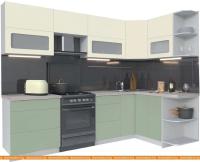 Кухня Интерлиния Мила Матте 1.5x2.7 Б правая (слон кость-мята-травертин серый) картинка