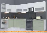 Кухня Интерлиния Мила Матте 1.5x3.3 Б правая (белый-мята-опал светлый) картинка