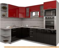 Кухня Интерлиния Мила Gloss 1.68x2.8 левая (красный-черный) картинка