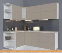 Кухня Интерлиния Мила Матте 1.5x2.2 А левая (луна/луна/травертин серый) картинка