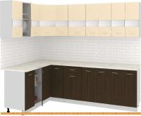 Кухня Кортекс-мебель Корнелия Экстра 1.5x2.5м (венге светлый/венге/опал) картинка