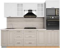 Кухня Интерлиния Мила Деко 2.6 (белый-луна-травертин серый) картинка