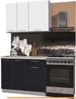 Кухня Интерлиния Мила Пластик 1.1 А (черный глянец/белый глянец/опал светлый) картинка