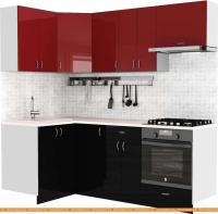 Кухня S-Company Клео глосc 1.2x2.1 левая (черный глянец/бургундский глянец) картинка