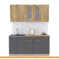 Кухня Интерлиния Мила 15 (дуб золотой-антрацит-дуб бунратти) картинка