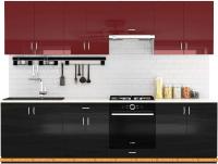 Кухня Сивирин-Компани Клео глосс 2.8 (черный глянец\бургундский глянец) картинка